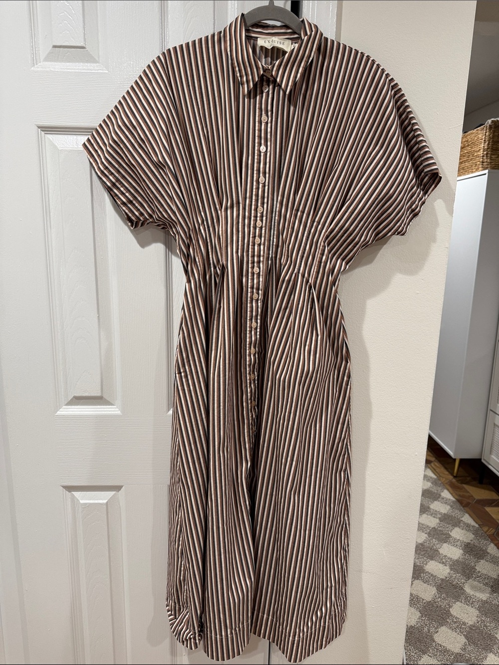 Anthropologie Tobie Exquise Striped Midi Shirt Dress